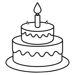         Birthday cake silhouette vector illustration line art
