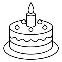         Birthday cake silhouette vector illustration line art
