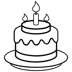         Birthday cake silhouette vector illustration line art
