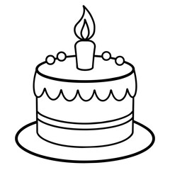         Birthday cake silhouette vector illustration line art
