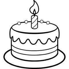         Birthday cake silhouette vector illustration line art
