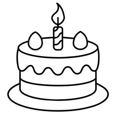         Birthday cake silhouette vector illustration line art
