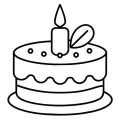         Birthday cake silhouette vector illustration line art
