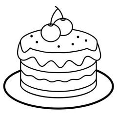         Birthday cake silhouette vector illustration line art
