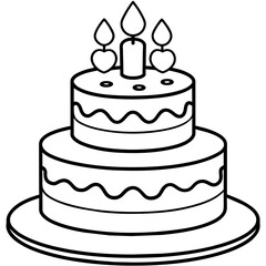         Birthday cake silhouette vector illustration line art
