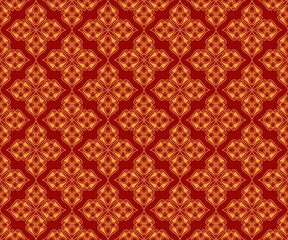 Yellow flower seamless pattern on red background 
