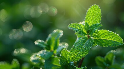 Mint that sparkles with morning dew