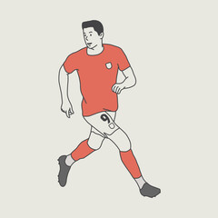 football player character. football player is running. character illustration desig