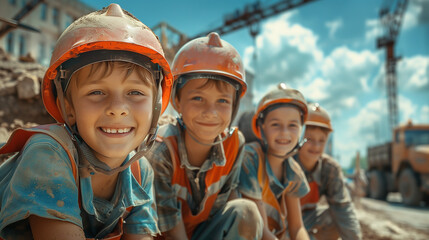 Fototapeta premium Schoolchildren, scene highlights the involvement of young individuals in community service or civic duties