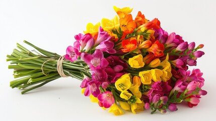 Celebrate Women s and Mother s Day with a vibrant bouquet of fresh Freesia exuding a delightful springtime essence
