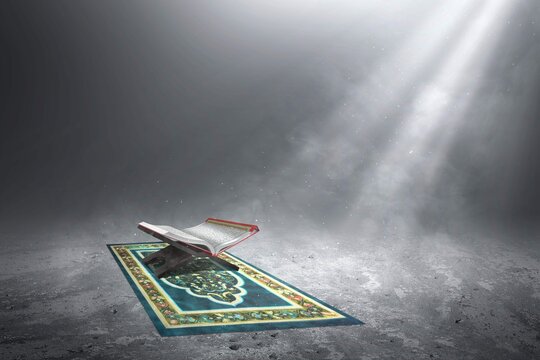 Quran open wooden placemat prayer rug