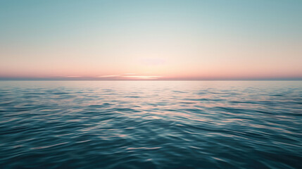 Obraz premium Minimalist sunrise over a calm ocean with a subtle gradient sky and a hint of light on the water