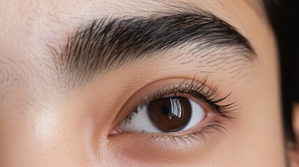 Obraz premium The tips of the brows are sharply angled upwards creating a look of mischief or mischief. .