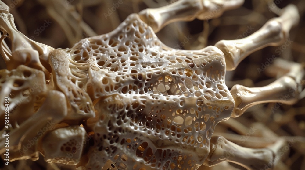 Poster a closeup of the complex web of bones in the hand capable of intricate and precise movements. .