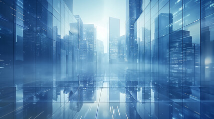 A high-resolution digital artwork of a modern cityscape with tall bank buildings and skyscrapers, symbolizing innovation and technology in a sophisticated digital art style.
