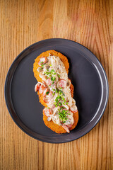 potato pancakes with meat and sauce