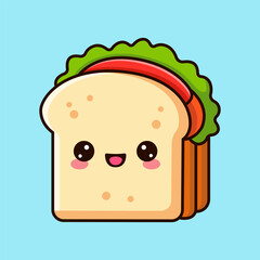 Cute sandwich vector icon illustration