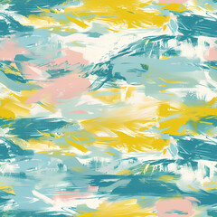 Fototapeta na wymiar Abstract Brushstrokes, Pastel Yellow and Aqua, Dynamic Artistic Background