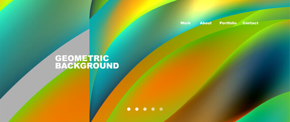 A closeup, macro photography of a colorful geometric background with a rainbow of colors including electric blue, magenta, and more. The pattern features circles and graphic elements