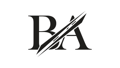 ba letter logo design template elements. ba vector letter logo design.