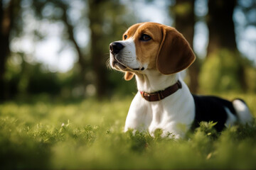 Scottish dog cat Straight beagle Curious together looking animal isolated charming friends beautiful playing 2 breed full-length brown paw background felino fferent sniff - obrazy, fototapety, plakaty