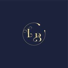 Fototapeta na wymiar luxury gold circle monogram letter design for wedding IB