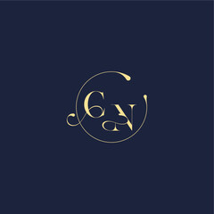 luxury gold CN design for wedding circle monogram letter