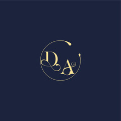 luxury gold DA design for wedding circle monogram letter