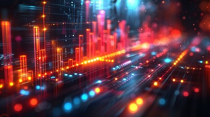 A detailed bar graph showing real estate market trends over time, vibrant colors, clear labels,