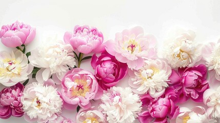 A stunning photograph captures the vibrancy of large colorful peonies set against a crisp white backdrop exuding the essence of spring This artfully toned image features an arrangement of p