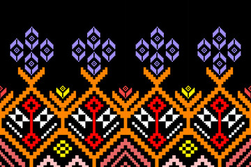 Cross Stitch. Geometric ethnic patterns. Design for Clothing, fabric, batik, Knitwear, Embroidery, Ikkat, Pixel pattern. Traditional Design.