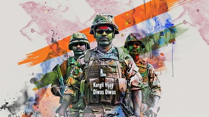 vector illustration of abstract concept for Kargil Vijay Diwas, banner or poster.26 JULY
