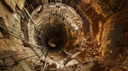 A view from the top of a deep mine shaft showing the impressive network of tunnels and machinery hidden beneath the surface a reminder of the intricate and often unknown world that .