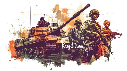 vector illustration of abstract concept for Kargil Vijay Diwas, banner or poster.26 JULY - obrazy, fototapety, plakaty