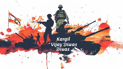vector illustration of abstract concept for Kargil Vijay Diwas, banner or poster.26 JULY
