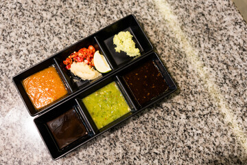 Condiments for Shabu and Sukiyaki.