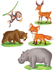 set of animals hand drawn illustration