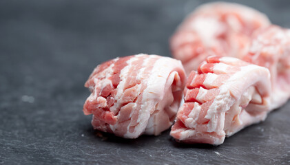 Fresh raw pork belly, meat ingredients	