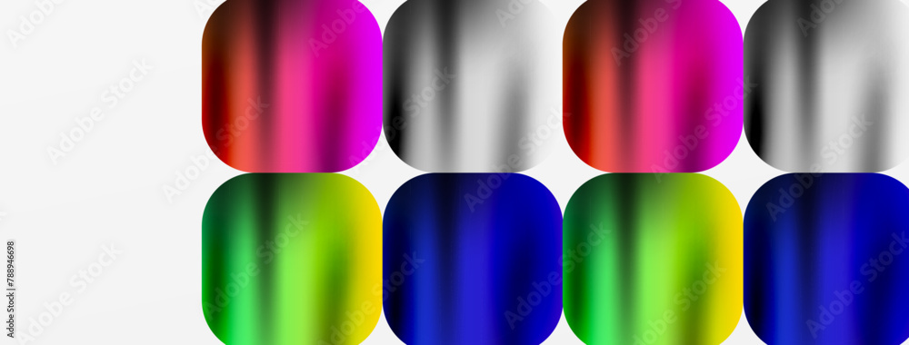 Aufkleber A vibrant display of colorfulness with a row of magenta and electric blue balls on a white background in a pattern of rectangles and circles