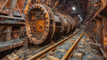 Fototapeta na wymiar Inside View of Mining Tunnel
