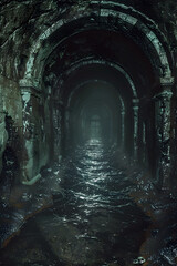Naklejka premium Plunge into the Cursed Depths of a Cryptic Realm Bound by Dark Sorcery's Spirits
