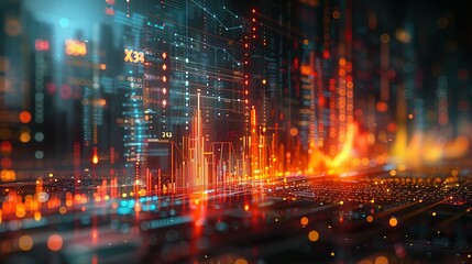 Fototapeta premium A detailed bar graph showing real estate market trends over time, vibrant colors, clear labels,