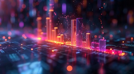 A detailed bar graph showing real estate market trends over time, vibrant colors, clear labels,