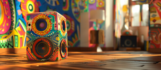 Fototapeta premium speaker with colorful painting art