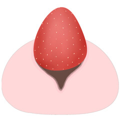 Big Pink Strawberry Daifuku Mochi Pink Ichigo Daifuku Illustration