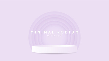Obraz premium Abstract white podium on purple , Minimal podium and crimson background, 3d podium for presentation, Stage for showcase, illustration 3d Vector EPS 10