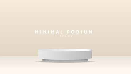Abstract white podium  ,Minimal podium and crimson background, 3d podium for presentation, Stage for showcase,  illustration 3d Vector EPS 10