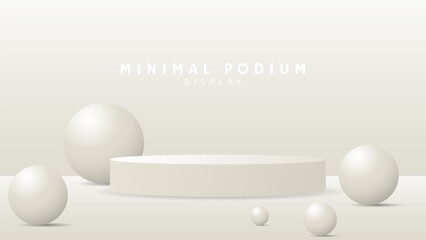 Abstract white podium with ball symbol  ,Minimal podium and crimson background, 3d podium for presentation, Stage for showcase,  illustration 3d Vector EPS 10