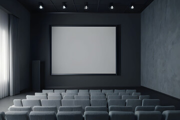 Cinema with blank screen. Mock up, Ad concept, 3D Rendering