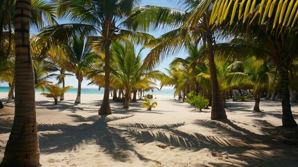 Fototapeta na wymiar palm trees in summer on the beach 